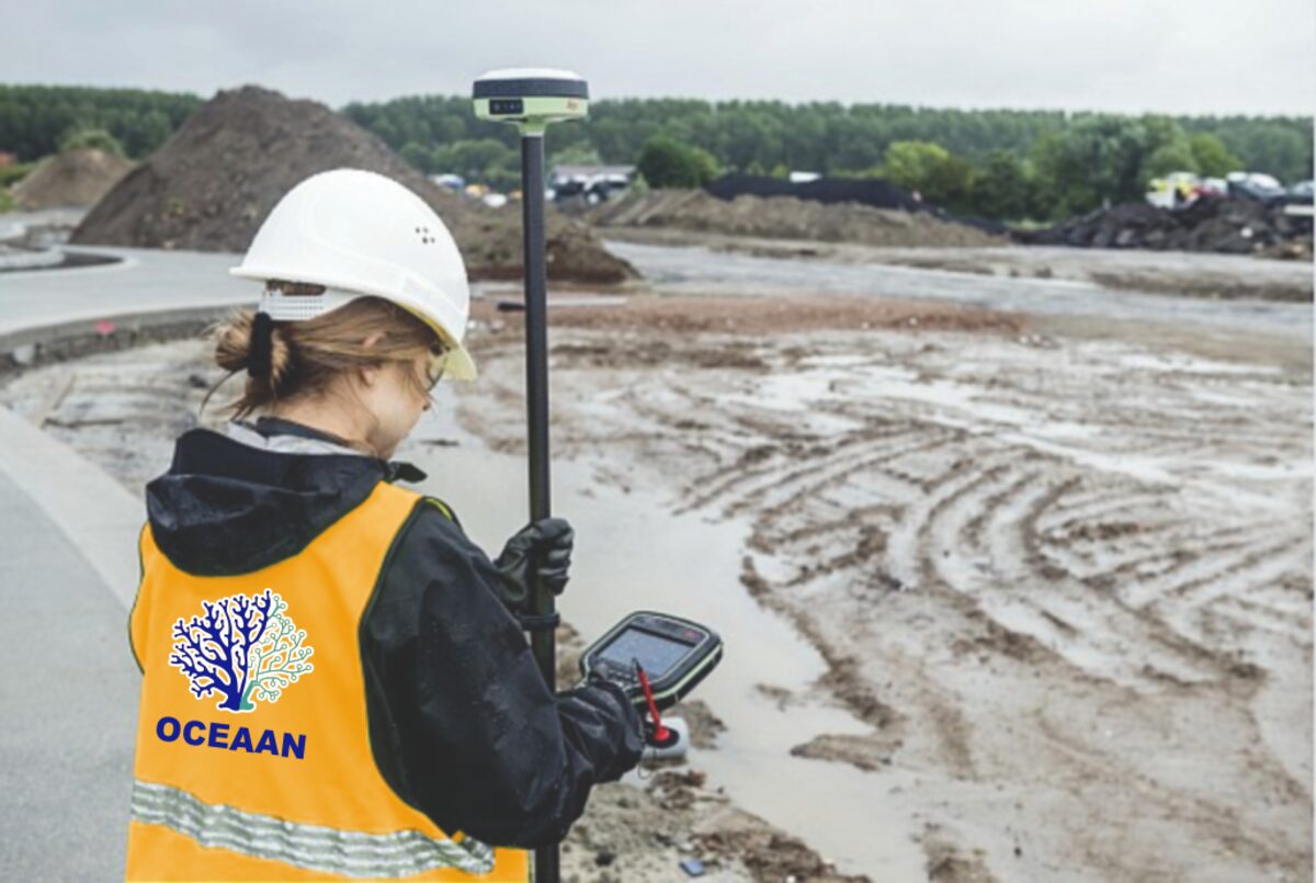 OCEAAN field team member surveying with GPS equipment